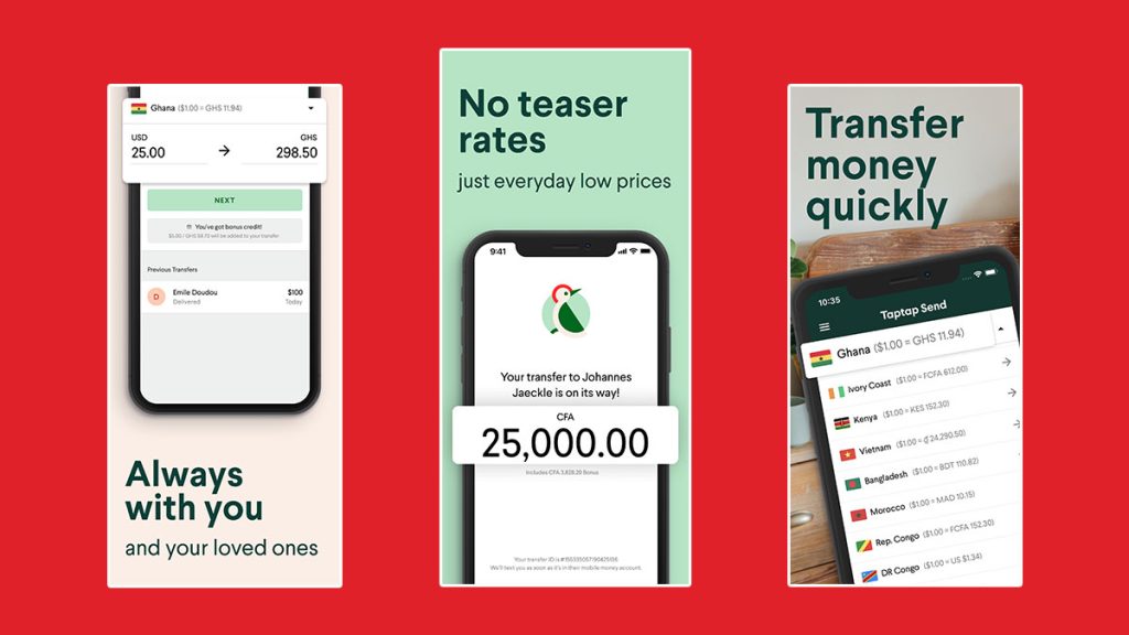 تطبيق لتحويل الأموال Taptap Send بعمولة شبه معدومة